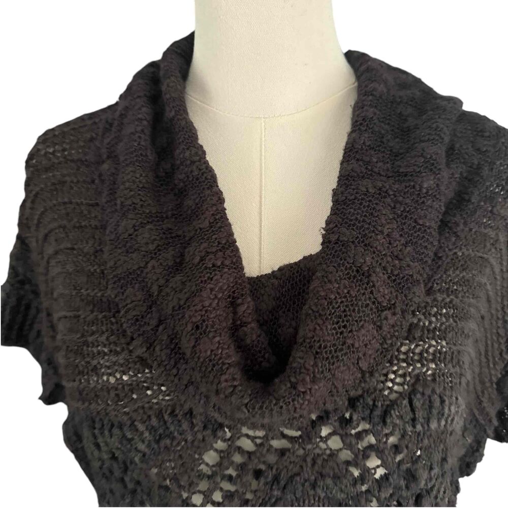Free People Black Eternal Delight Crochet Cowl Neck Cropped Witchy Boxy Top XS - Picture 13 of 16